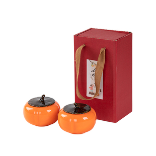 创意柿子陶瓷罐礼盒装公司活动送客户小礼品伴手礼喜宴寿宴回礼