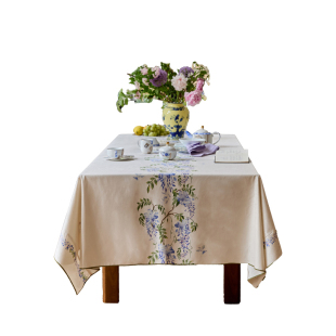 Nabis郭俊池联名|东方夏日紫藤桌旗法式长条斗柜茶几餐桌布茶旗W