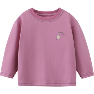 [10A抗菌]齐齐熊宝宝t恤长袖男童印花儿童内搭圆领上衣2026新款女