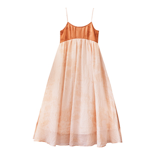 现货【抄春时】复古刺绣直领对襟长衫女夏季无袖吊带长裙两件套装