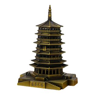 合金地标建筑应县木塔模型桌面摆件释迦塔国潮工艺品玄关装饰造景