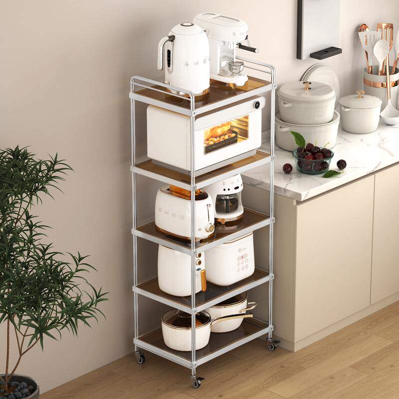 实心不锈钢厨房置物架落地多层放锅架微波炉烤箱电器锅具收纳架子,厨房/烹饪用具,微波炉置物架,淘宝优惠券,粉丝福利购,淘宝优惠卷