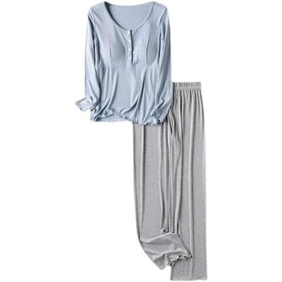 孕妇长袖长裤套装哺乳产后喂奶月子服春秋睡衣孕期辣妈家居服外穿