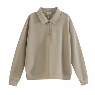 PLUS CRASH冬季新款莱赛尔宽松高级感老钱风翻领保暖打底上衣