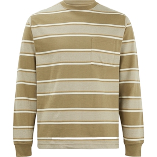 BEAMS PLUS春夏男士宽松条纹棉质平纹布长袖T恤