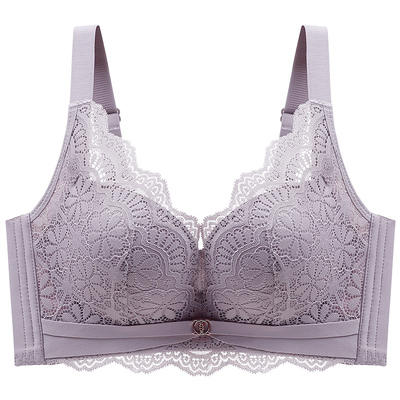 莫代尔内衣女小胸聚拢收副乳防下垂胸罩性感蕾丝调整型无钢圈文胸
