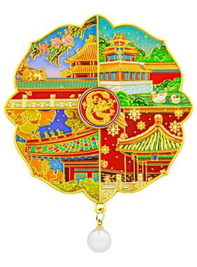 故宫风格四景浮雕旋转冰箱贴中国风北京城市地标旅游纪念品礼盒装