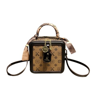 香港品牌复古时尚印花小方包