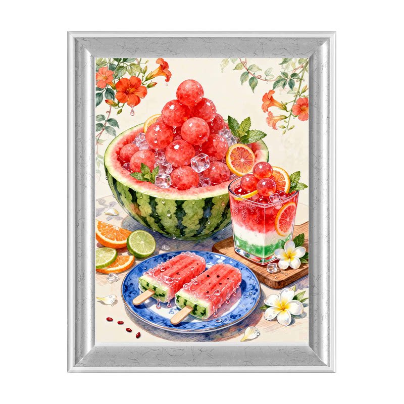 春天十字绣夏日水果冷饮植物花卉套件DIY手工刺绣简约现代装饰画