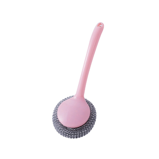 不伤锅清洁球钢丝球带手柄洗碗刷锅神器家用去污长柄刷子带把锅刷