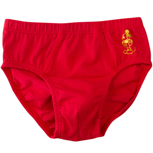 迪士尼儿童内裤男童女童大红色纯棉高腰本命年新年三角短裤不褪色
