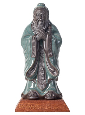 陶瓷孔子像摆件历史人物孔夫子雕塑像客厅书房桌面装饰工艺纪念品