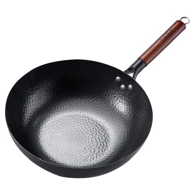 章丘老式手工铁锅家用不粘炒菜锅无涂层燃气灶电磁炉专用平底大勺