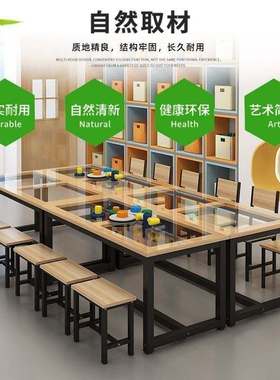 新疆包邮专业画室桌子大学习桌培训班书法手工桌幼儿园画画桌儿童