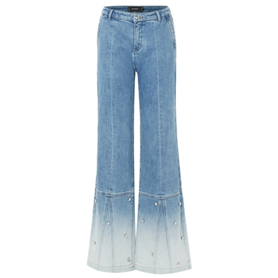 【奥莱】MAXRIENY复古钉钻渐变牛仔长裤修身显瘦微喇裤子