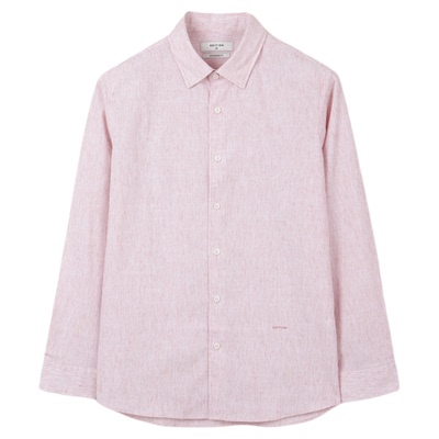 条纹格子棉质亚麻薄款韩版衬衫男