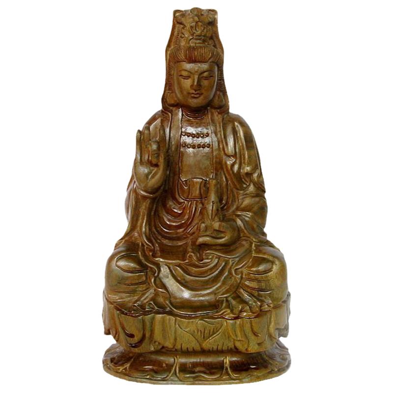 红木工艺品佛像坐莲观音