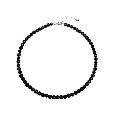S925纯银天然黑玛瑙项链高级