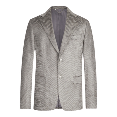 Mangano曼加龙 灰色单排扣休闲西服春秋新款商务翻领宽松外套男潮