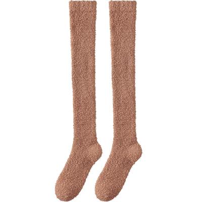 珊瑚绒过膝长筒袜套女保暖睡眠袜