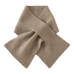 秋冬新款100%山羊绒小围巾女柔软保暖穿插空针织围脖纯色百搭护颈