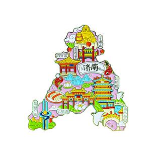 济南冰箱贴磁贴金属地图大明湖趵突泉千佛山宽厚里泉城广场曲水亭