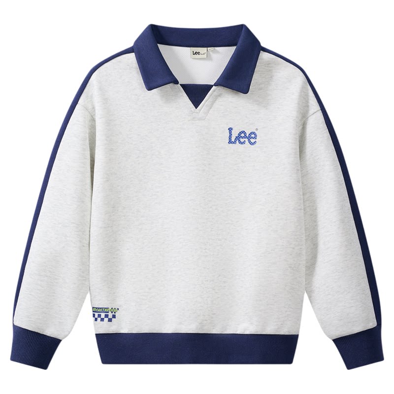 Leekids童装假两件POLO卫衣