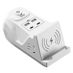 氮化镓30瓦快充插座塔形立式宿舍桌面充电站2USB2C无线充电插排