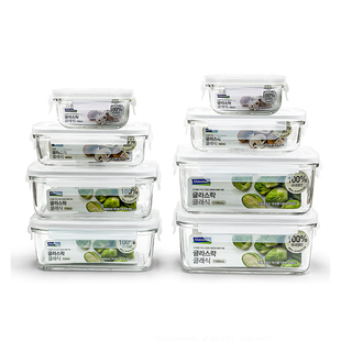 Glasslock盖朗韩国钢化玻璃保鲜盒饭盒冰箱专用收纳套装微波炉