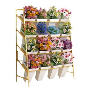 高端轻奢花店鲜花桶收纳展示架简约现代梯形花卉花架婚庆用品架