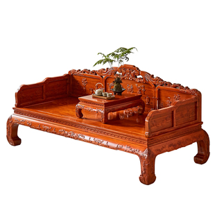 红木家具缅甸花梨木罗汉床实木午睡床中式单人床躺床大果紫檀床榻