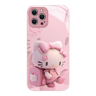 适用苹果15promax手机壳iphone14玻璃壳13新款11可爱2防摔8plus高级感7kitty猫x全包6s卡通16e高级感17AIR女