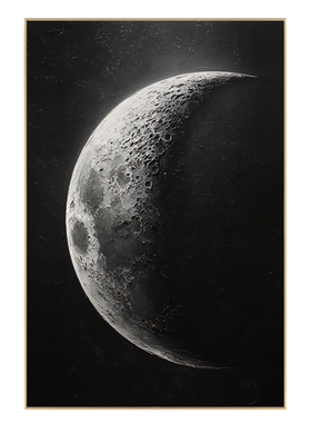 逐光纯手绘油画月球客厅月亮挂画