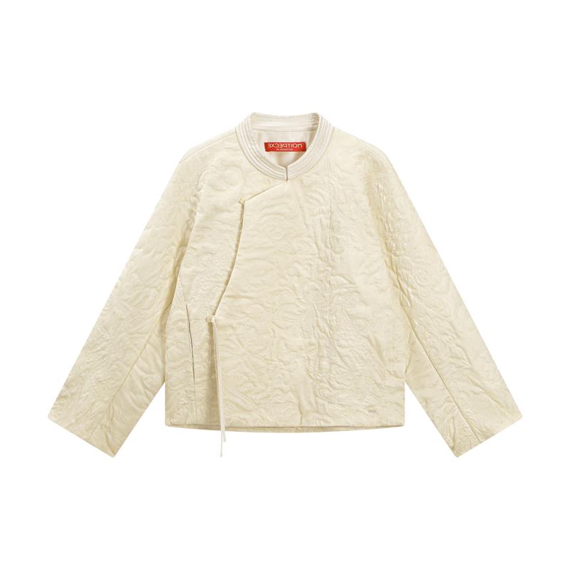 例外冬季棉服女提花保暖立领斜襟