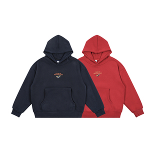 DK童装25冬季美式女男童加厚保暖加绒青少年卫衣儿童红色连帽上衣