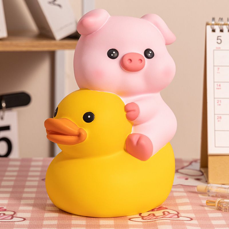 骑鸭猪存钱罐搪胶防摔可存可取创意男女儿童储蓄罐教师节礼品批发