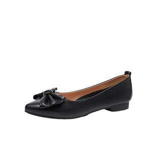 大东尖头平底单鞋女春季2026新款女式久站不累工作鞋黑色通勤女鞋