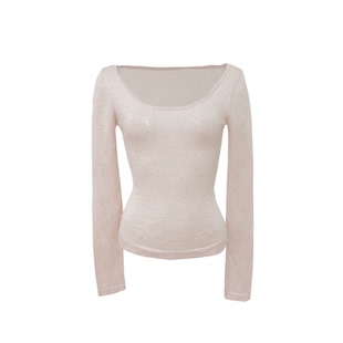 Lazy Didi浅柔低语 美丽诺羊毛轻薄长袖微透百搭基础款U领打底T恤