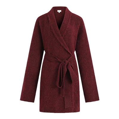 Piacevolee针织系带浴袍式开衫