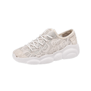 Tt&Mm/汤姆斯女鞋夏季厚底帆布鞋女休闲蕾丝纯色百搭松糕网面布鞋