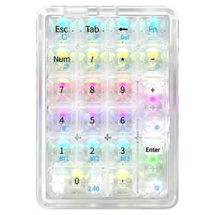 F21透明数字小键盘三模机械键盘有线外接蓝牙无线办公RGB灯光