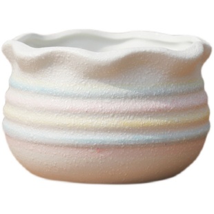 多肉花盆老桩简约大口径透气地面古典磨砂白色雪花釉北欧风大花盆