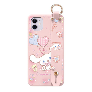 适用于苹果7plus手机壳14腕带玉桂狗iPhone7卡通斜跨背带式13大耳狗i6可爱女硅胶 8plus全包防摔镜头i7保护套