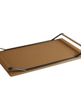 现代轻奢皮质金属几何托盘摆件