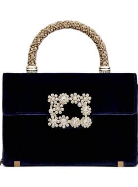 【24期免息】Roger Vivier/RV女包Efflorescence饰扣织物手提包