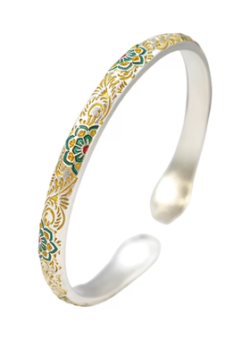 宝相花猫爪纯银手镯女轻奢高级感