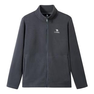 骆驼摇粒绒外套男款2025年新款秋冬加厚抗静电保暖立领抓绒衣内胆