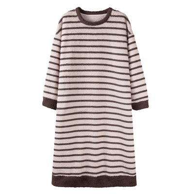 浪莎半边绒睡裙女加厚保暖睡衣