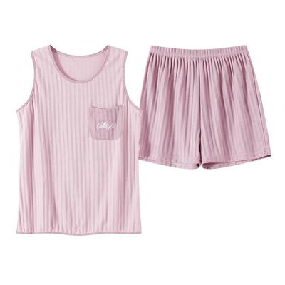 女自带胸垫大码背心套装家居服