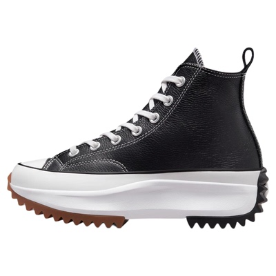 匡威男女黑色皮质厚底高帮休闲鞋